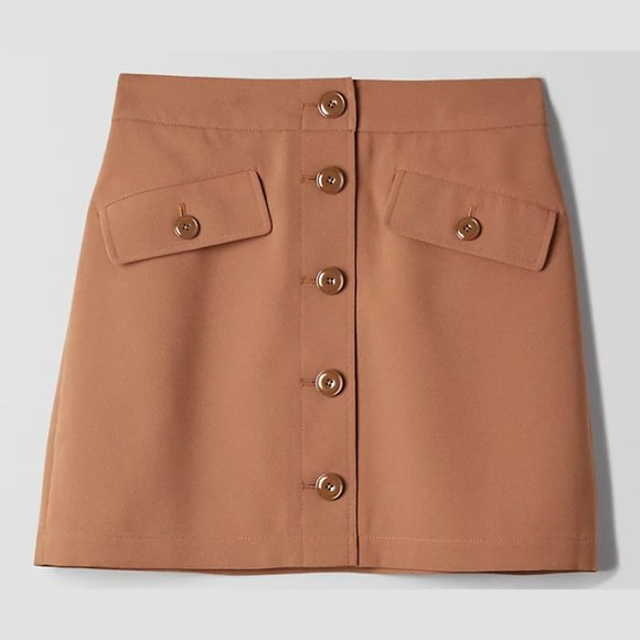 *SOLD* Aritzia Little Moon Freesia Skirt button-front brown mini skirt - Picture 6 of 9